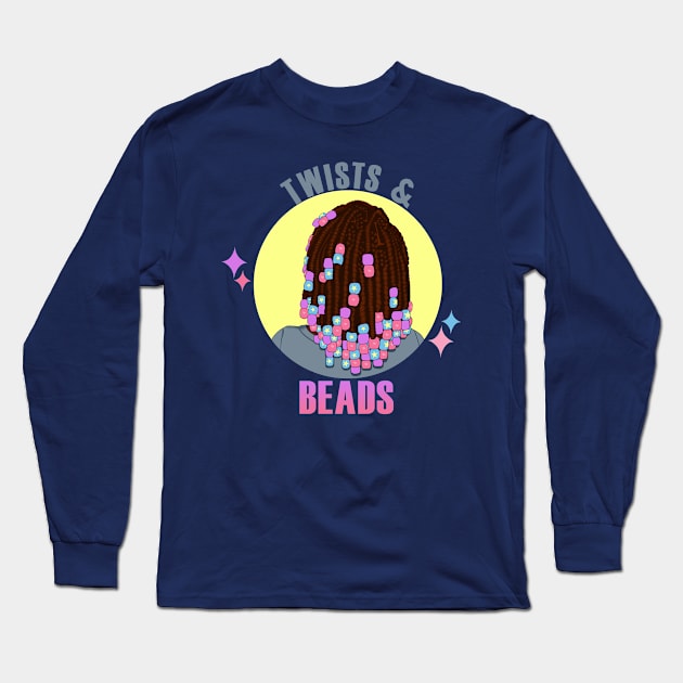 Black Girl Hairstyles - Twists and Beads Long Sleeve T-Shirt by S3_Illustration